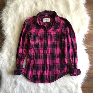 Aeropostale Adorable Pink and Black Plaid Shirt